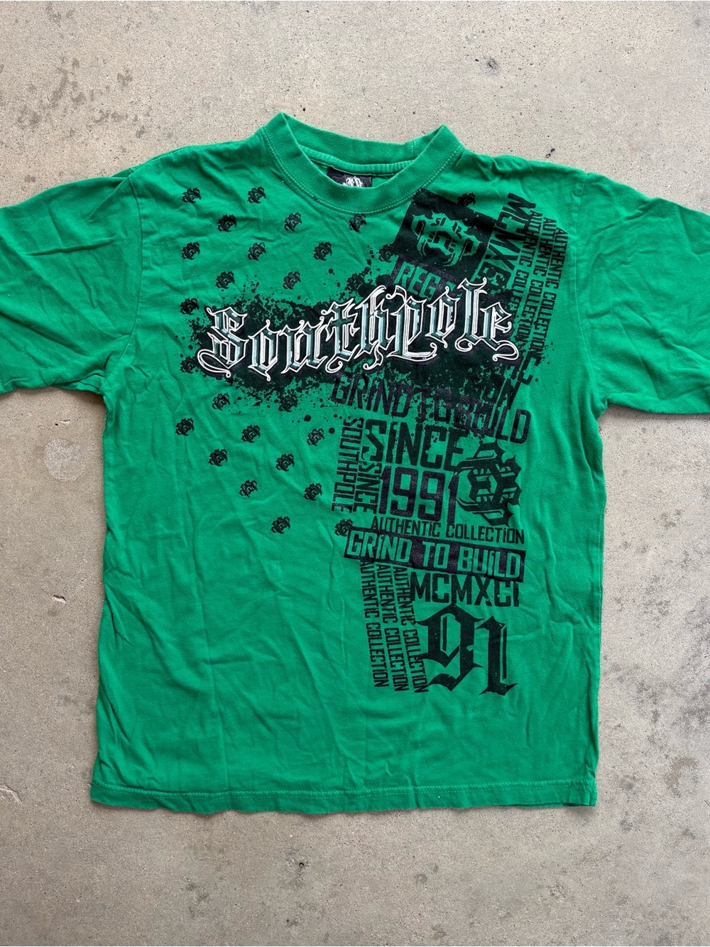 South Pole AOP T-Shirt Men's Large Green Y2K Graphic T-Shirt